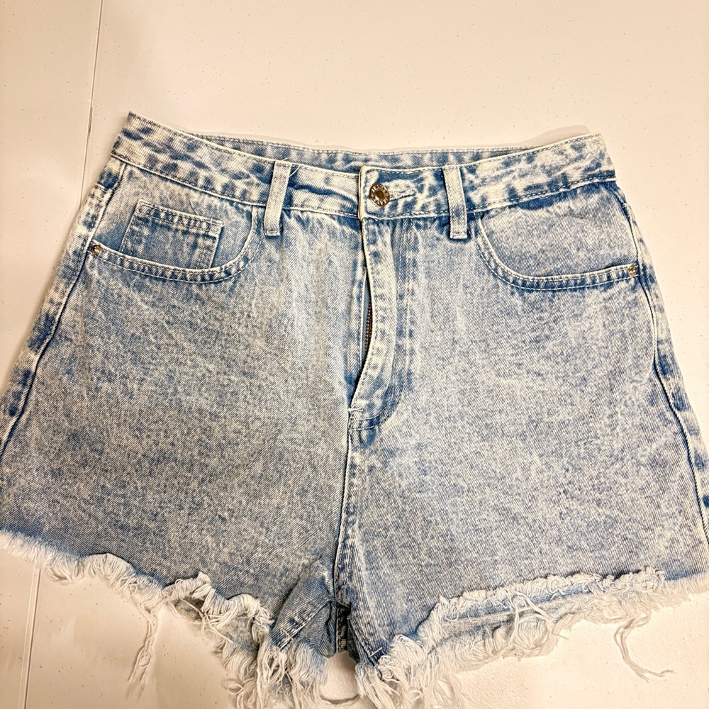 Light Denim Blue Women Shorts SHEIN